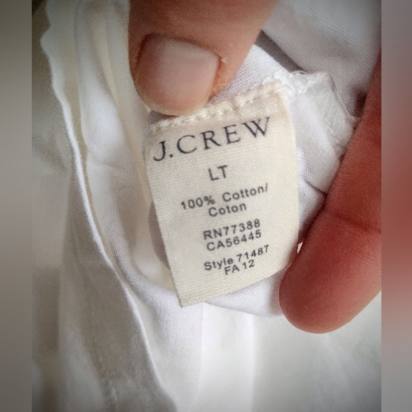 NWT J. Crew Broken-In Long Sleeve T-Shirt w/ Chest Pocket, White, Large-Tall - Picture 8 of 9